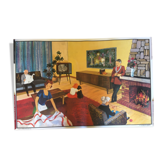 Affiche 60x90cm "La salle de séjour", Hachette