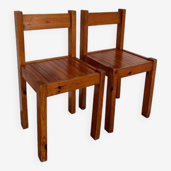 Pair of vintage pine chairs