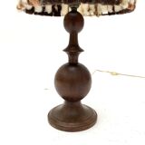 Wooden lamp with wool lampshade, 70s