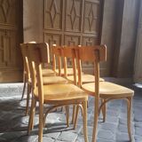 Lot of 6 vintage light wooden bistro chairs
