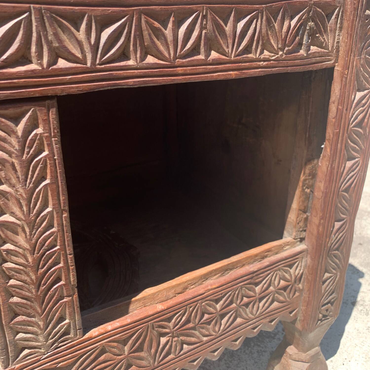 Old oriental wedding chest solid wood primitive design