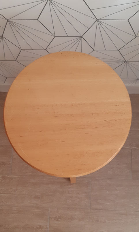 Vintage screw stool in solid beech.