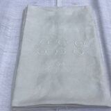 Vintage white tablecloth with lilacs, monogrammed GSS