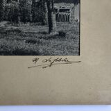 Georges lefebvre, old cottage, black and white photo, circa 1930. signed in ink