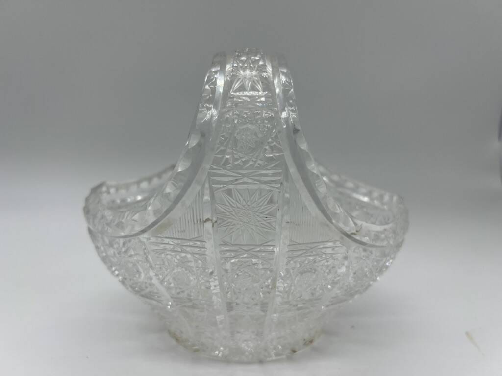Bohemian cut crystal basket – 20th century