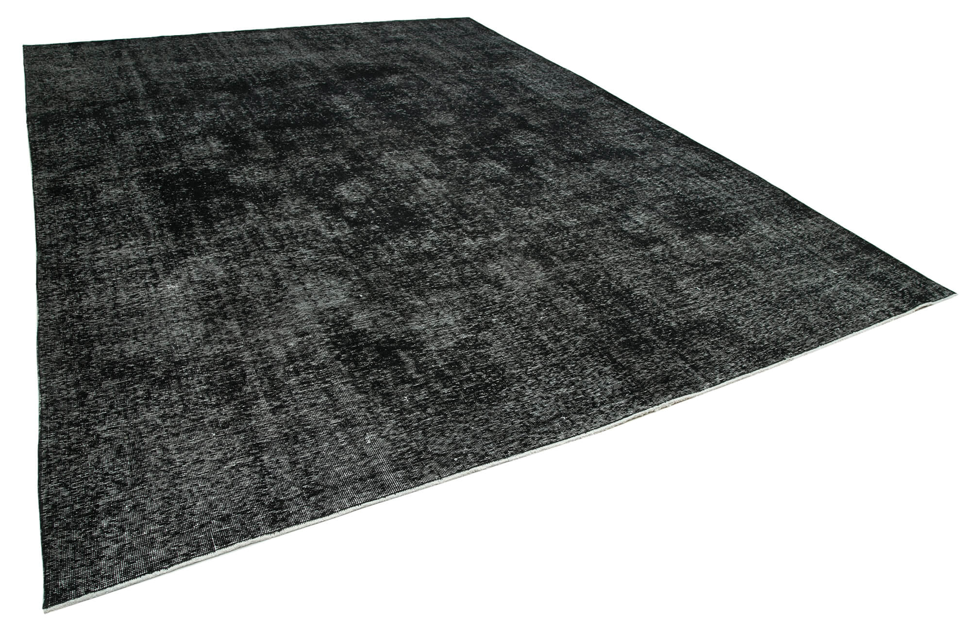 Handwoven Oriental Overdyed 302 cm x 383 cm Black Wool Carpet