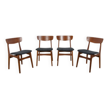 Chaises de salle à manger en teck du milieu du siècle de Farstrup Møbler, Danemark, années 1960, ensemble de 4