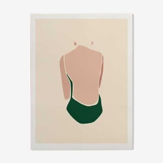 Illustration - bather green A3