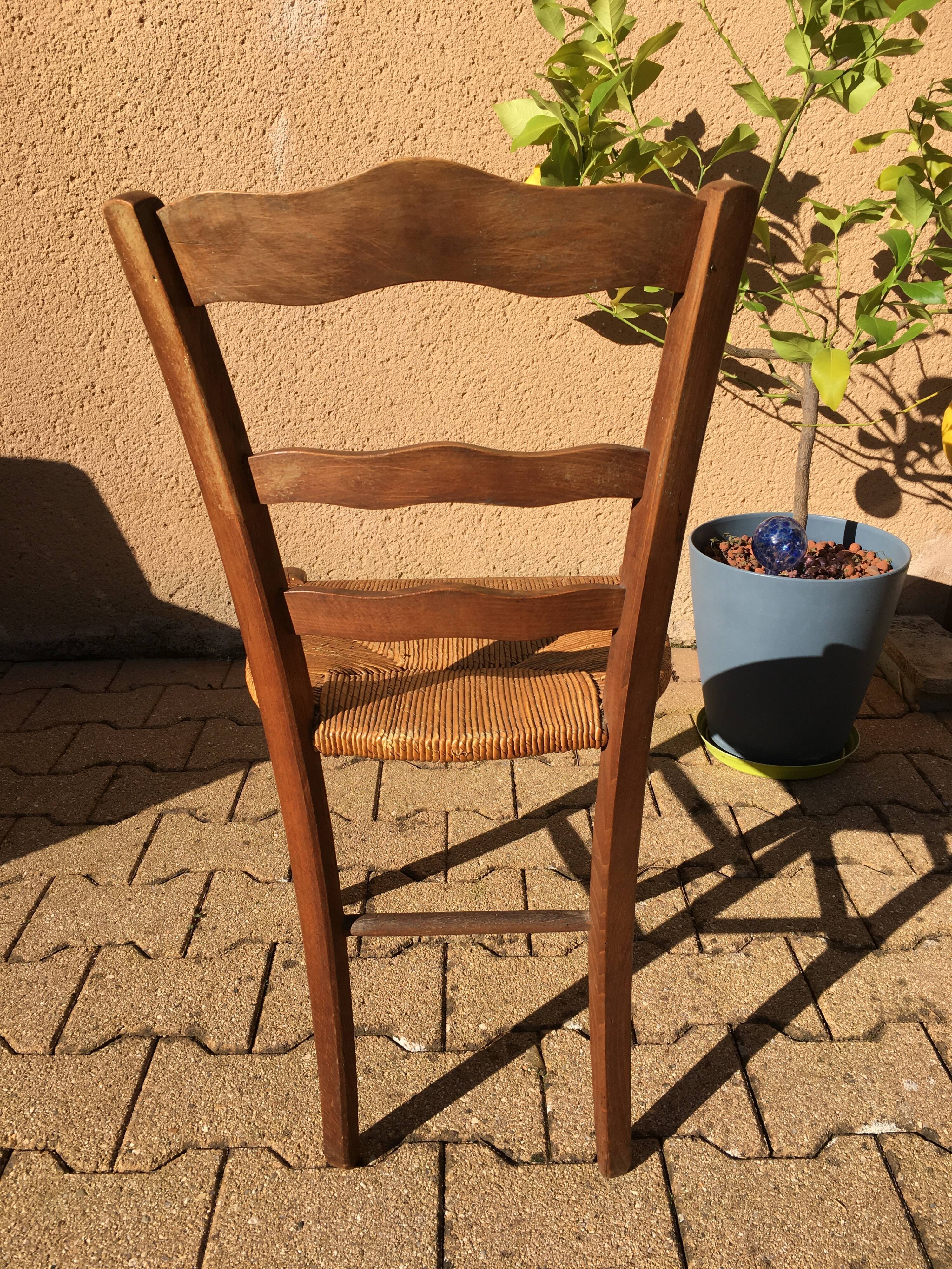 Wooden and straw chair