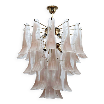 Mazzega Mid-century Modern Italian Petals Murano Glass Chandelier, 1970s