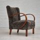 1950s, Danish design, reupholstered armchair, genuine sheepskin "Wellington".