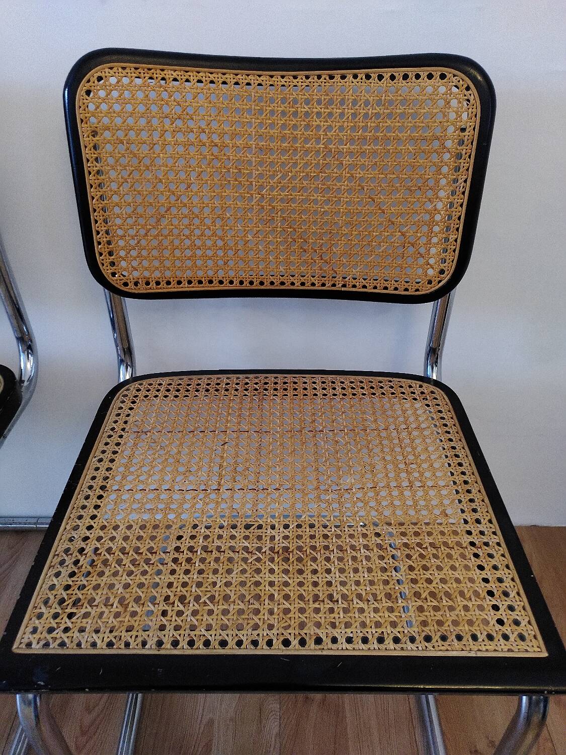 Pair of B32 chairs by Marcel Breuer, made in Italy.