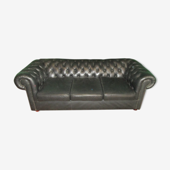 3 seater Chesterfield Sofa in black leather