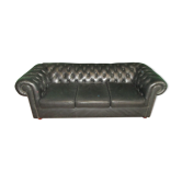 Canapé chesterfield 3 places en cuir noir