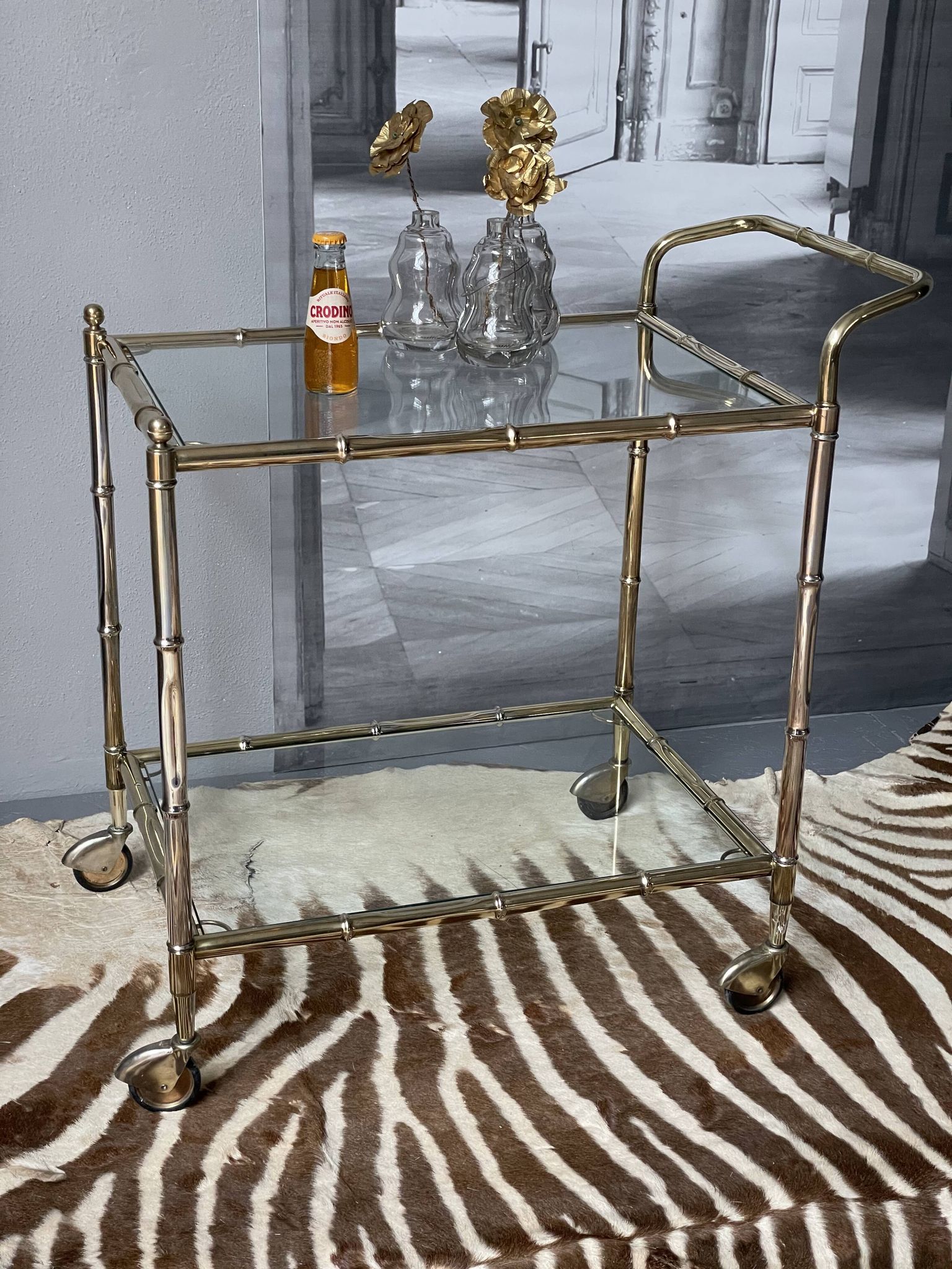 Vintage Golden Bar Cart