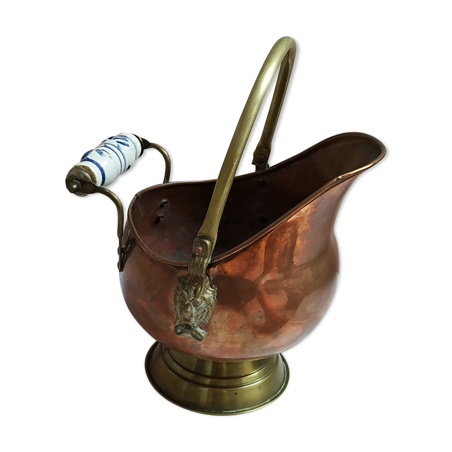 Copper and brass cauldron