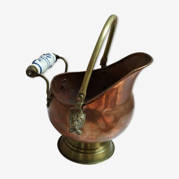 Copper and brass cauldron