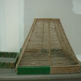 Lampshade pyramid in bistre and green jute thread