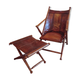 Leather folding armchair and footwork