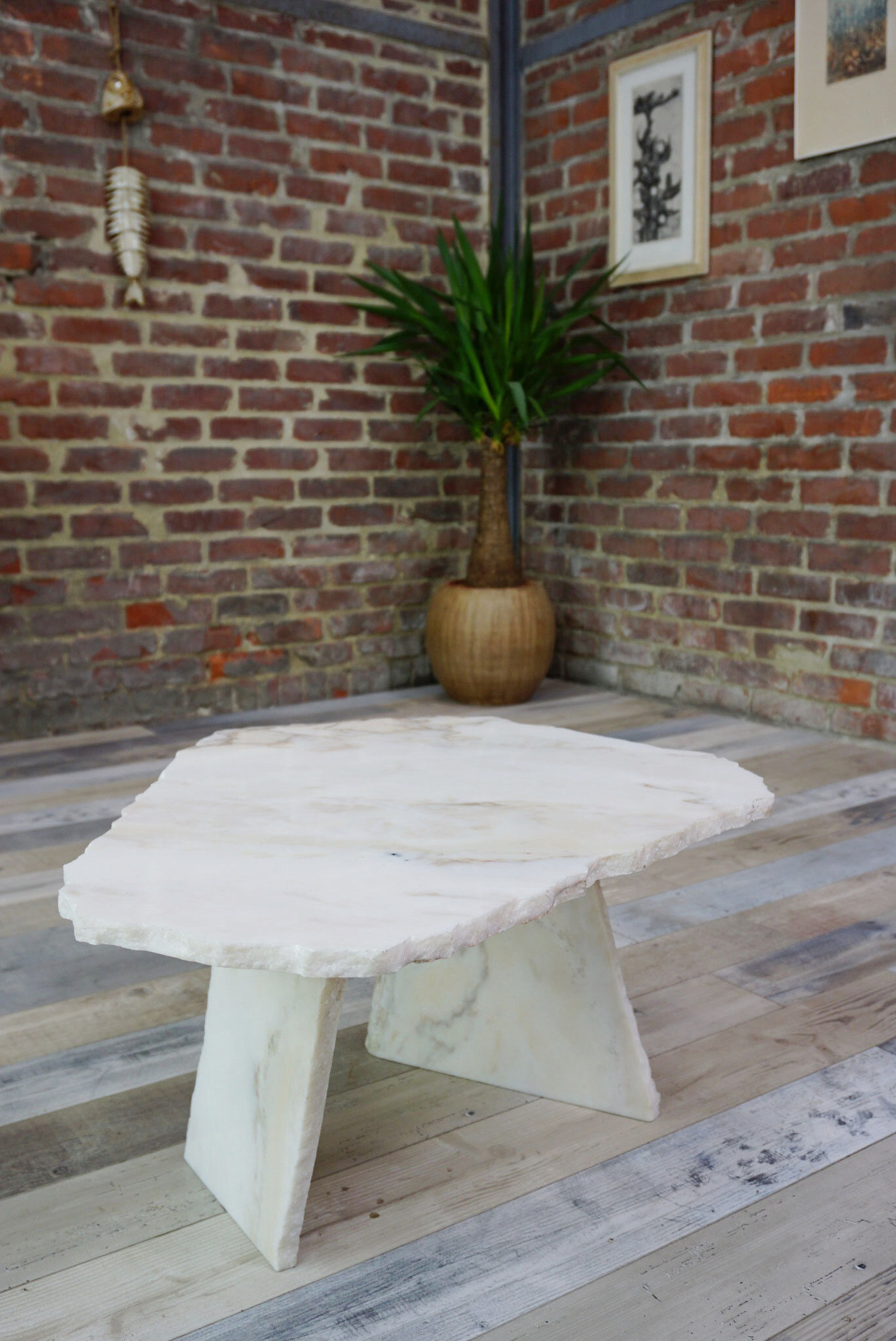 Brutalist design marble coffee table