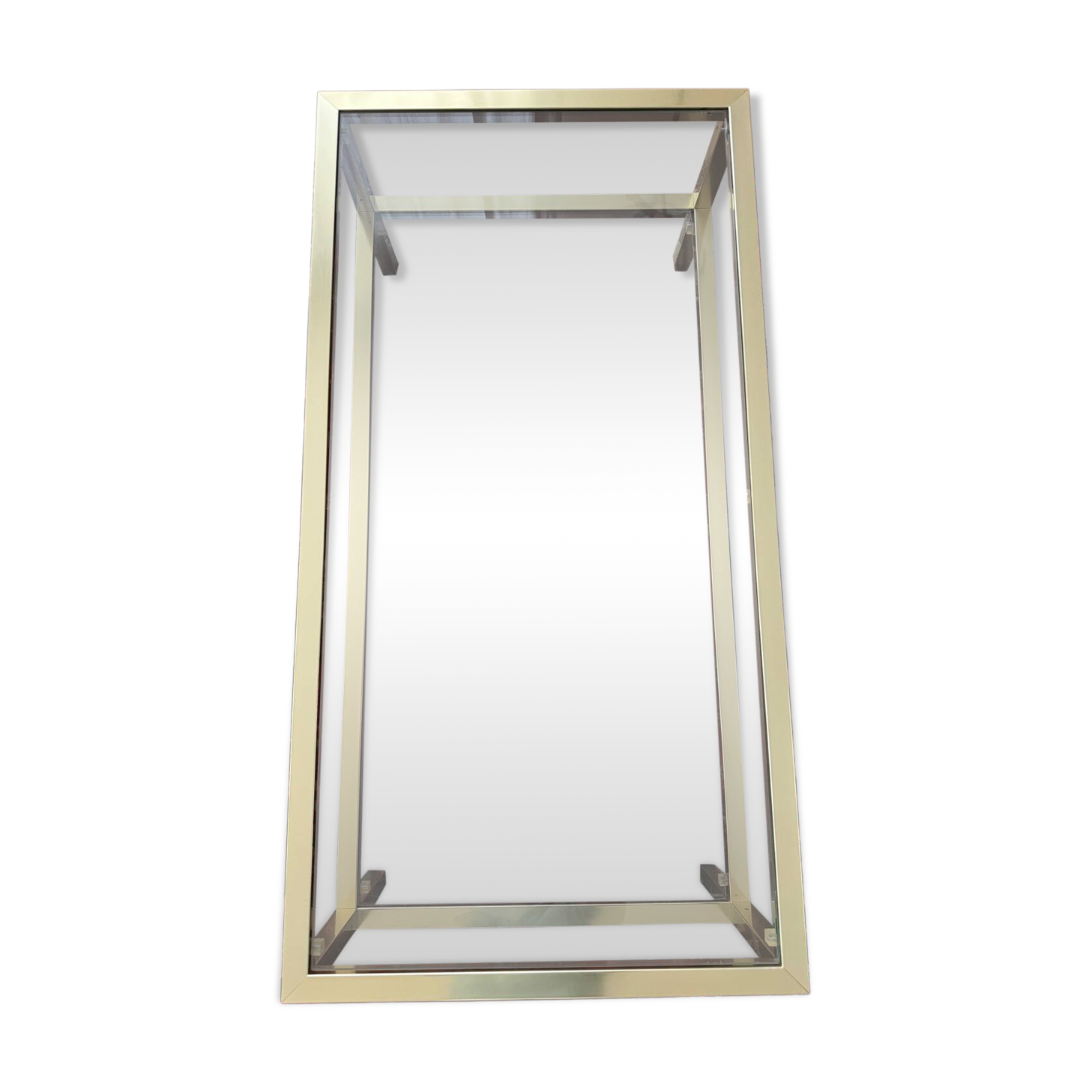 Pierre Vandel Paris 1970s vintage coffee table in brass and glass.