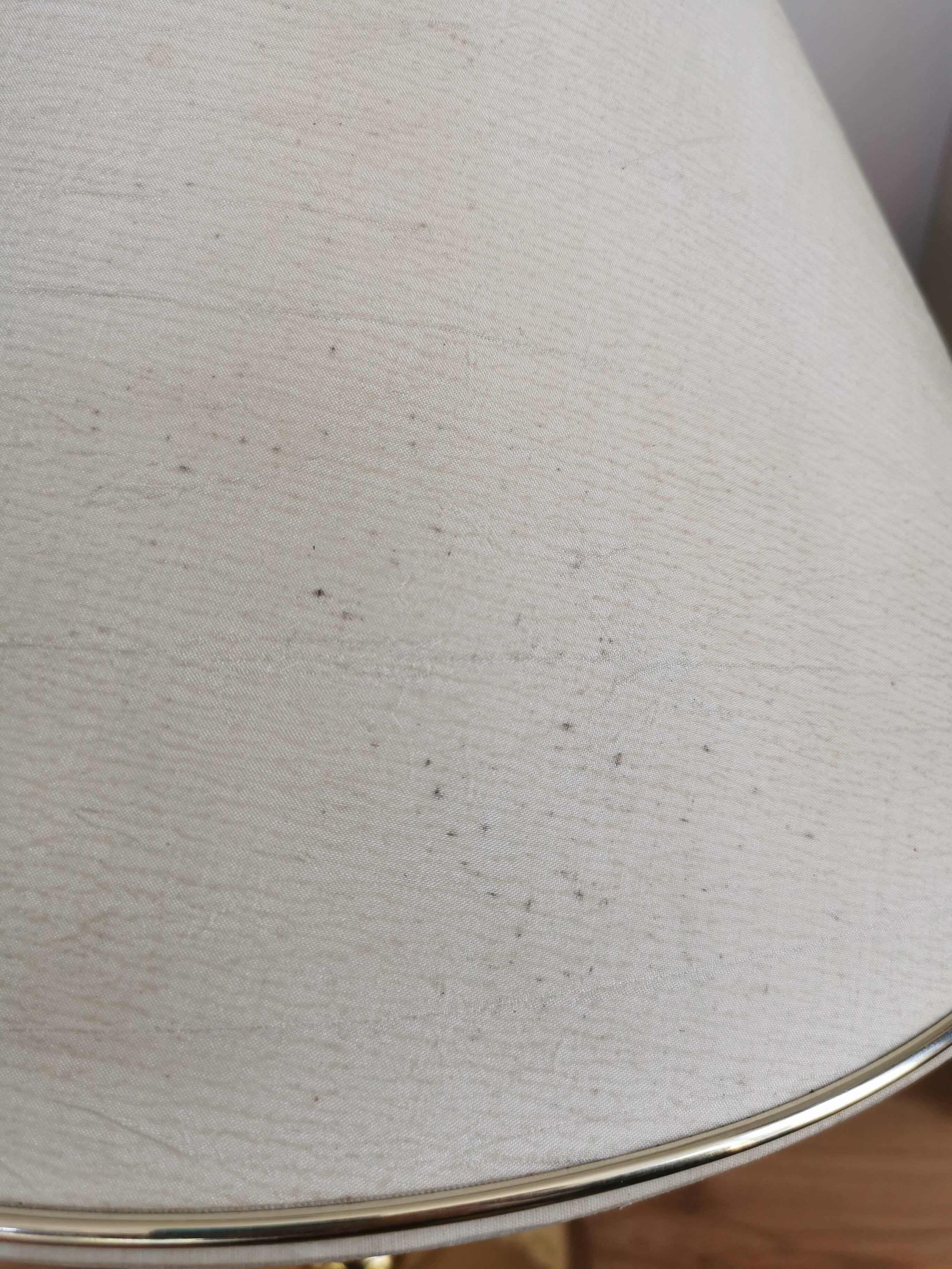 Vintage Brass Table Lamp with Fabric Shade, Mid-Century Bedside Light