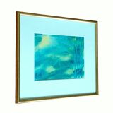 Illegible signature painting – Grease pencil – Fairytale landscape – Vintage 1970