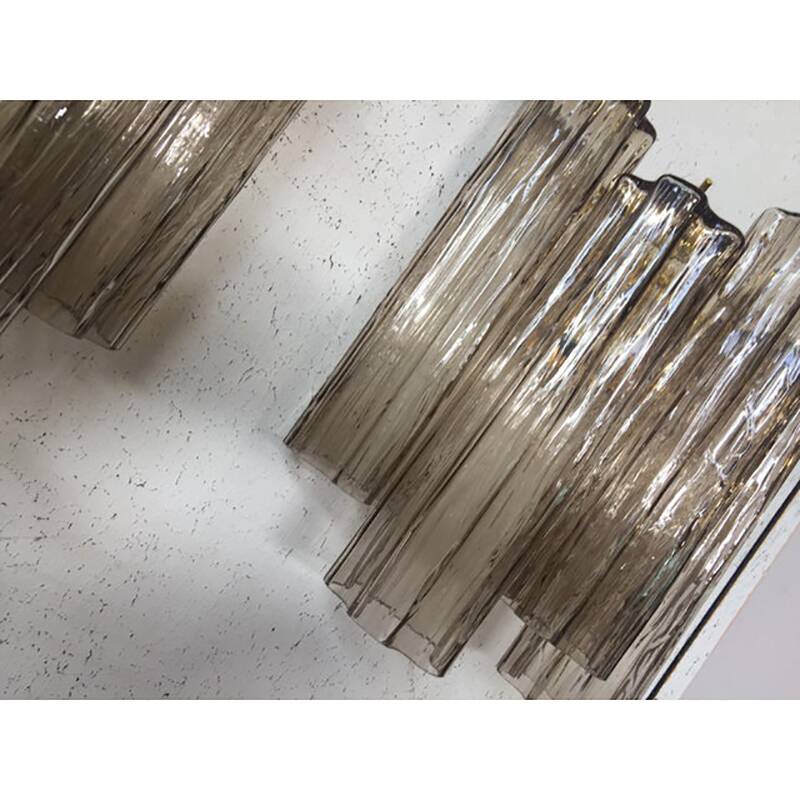 Murano Fume' Color Glass "Tronchi" Wall Sconces - a Pair