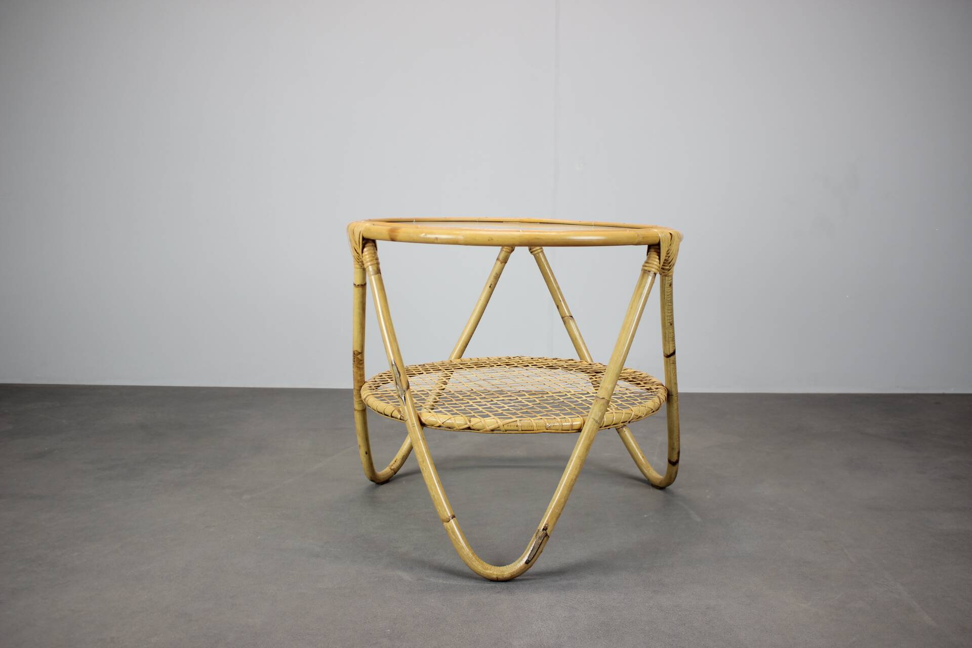 Mid-Century Bamboo and Glass Coffee Table by Alan Fuchs, Czechoslovakia, 1960s