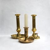 ensemble de 3 bougeoirs en laiton ancien