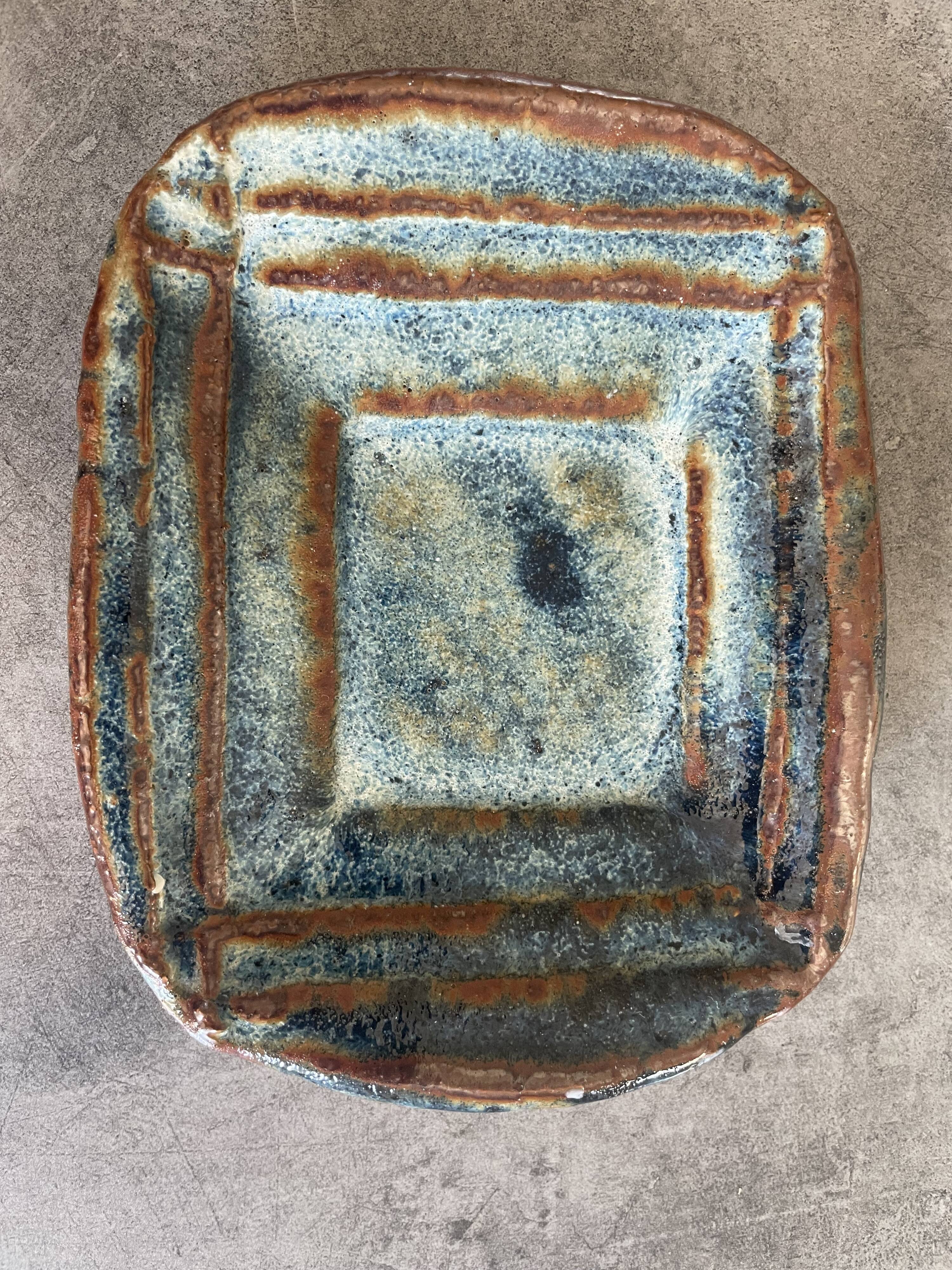 Modernist enamelled stoneware bowl tray