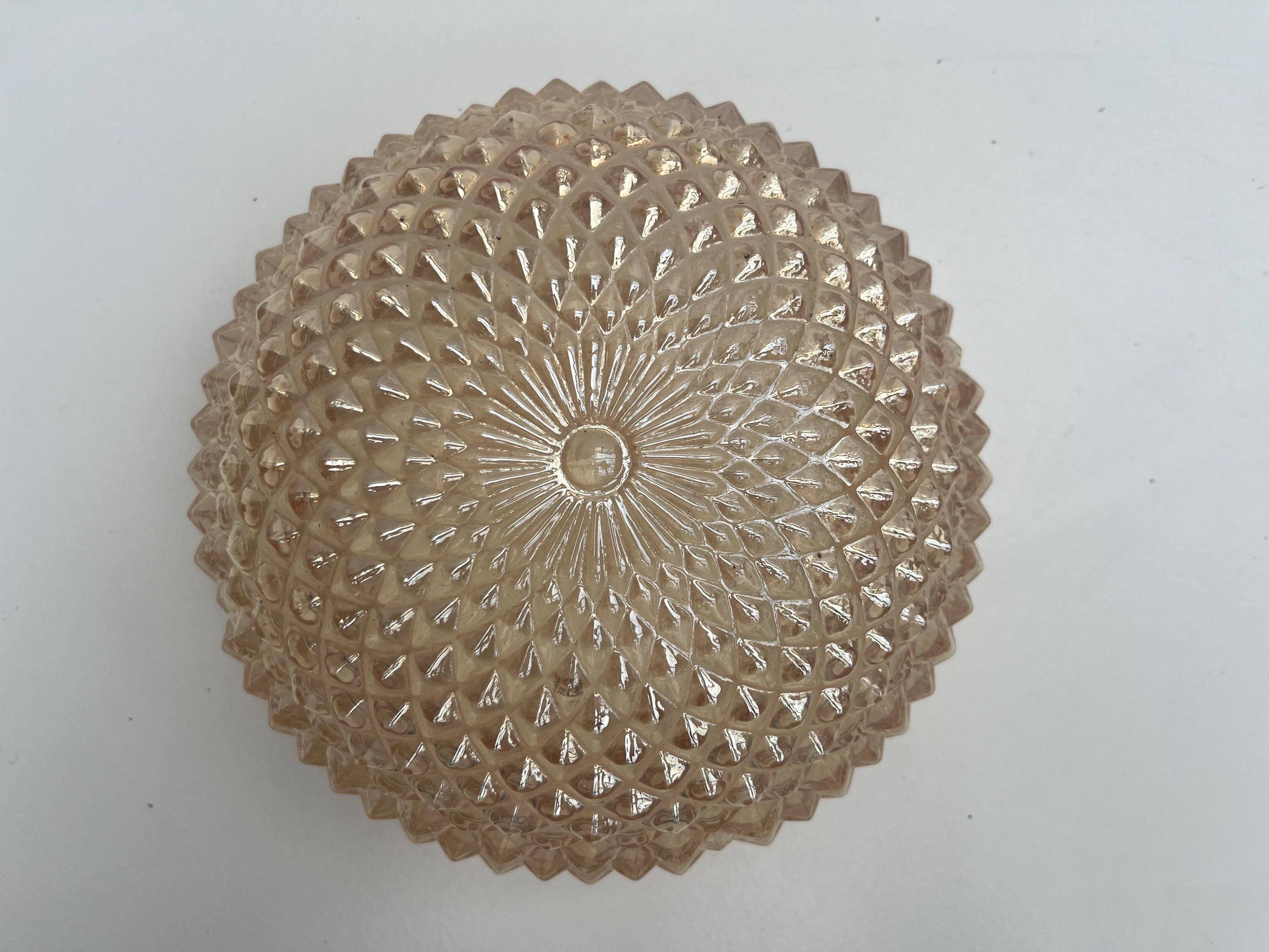 Round amber hedgehog ceiling light