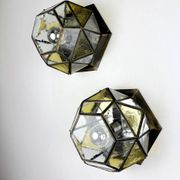 Pair of mid-century cubist blown glass ceiling lights, Germany, 1960s