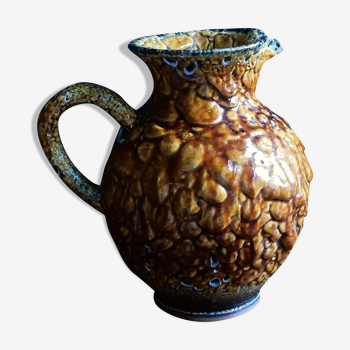 Amber color fat lava ceramic jug from the 60s