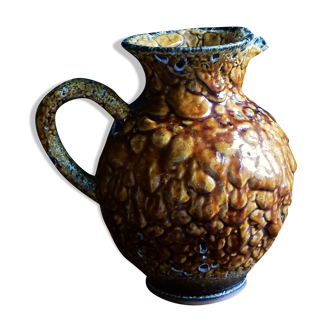 Amber color fat lava ceramic jug from the 60s