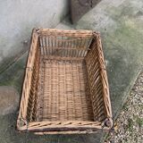 Large basket, rattan basket, old wicker linen basket