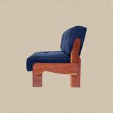 Blue corduroy and solid wood heater