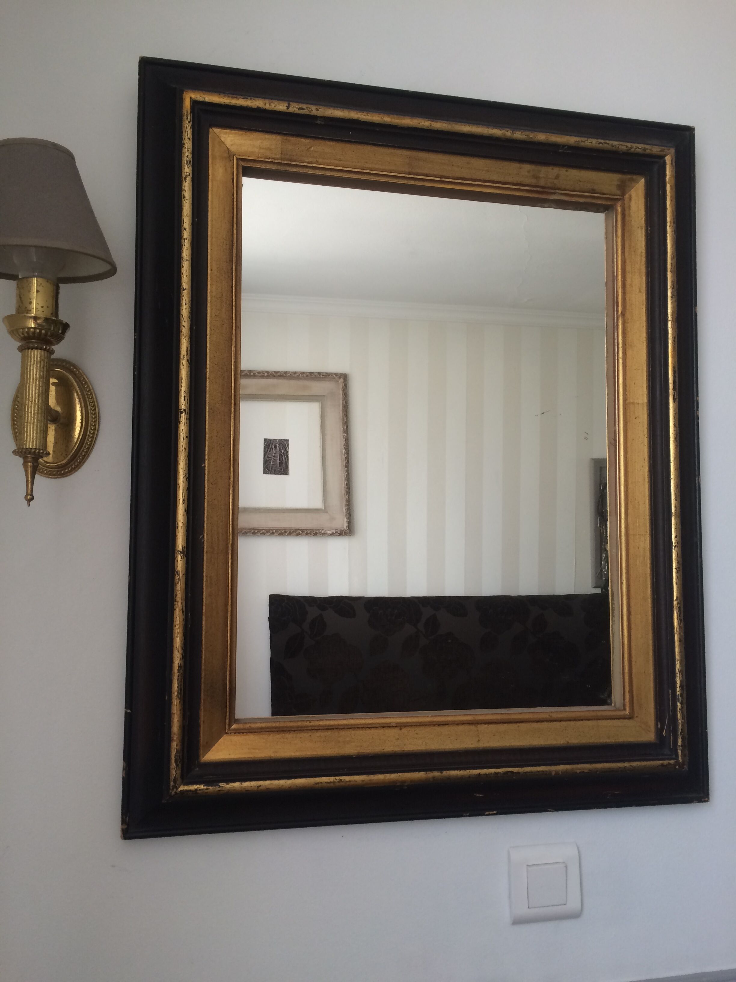 Old mirror black and gold 81x66cm