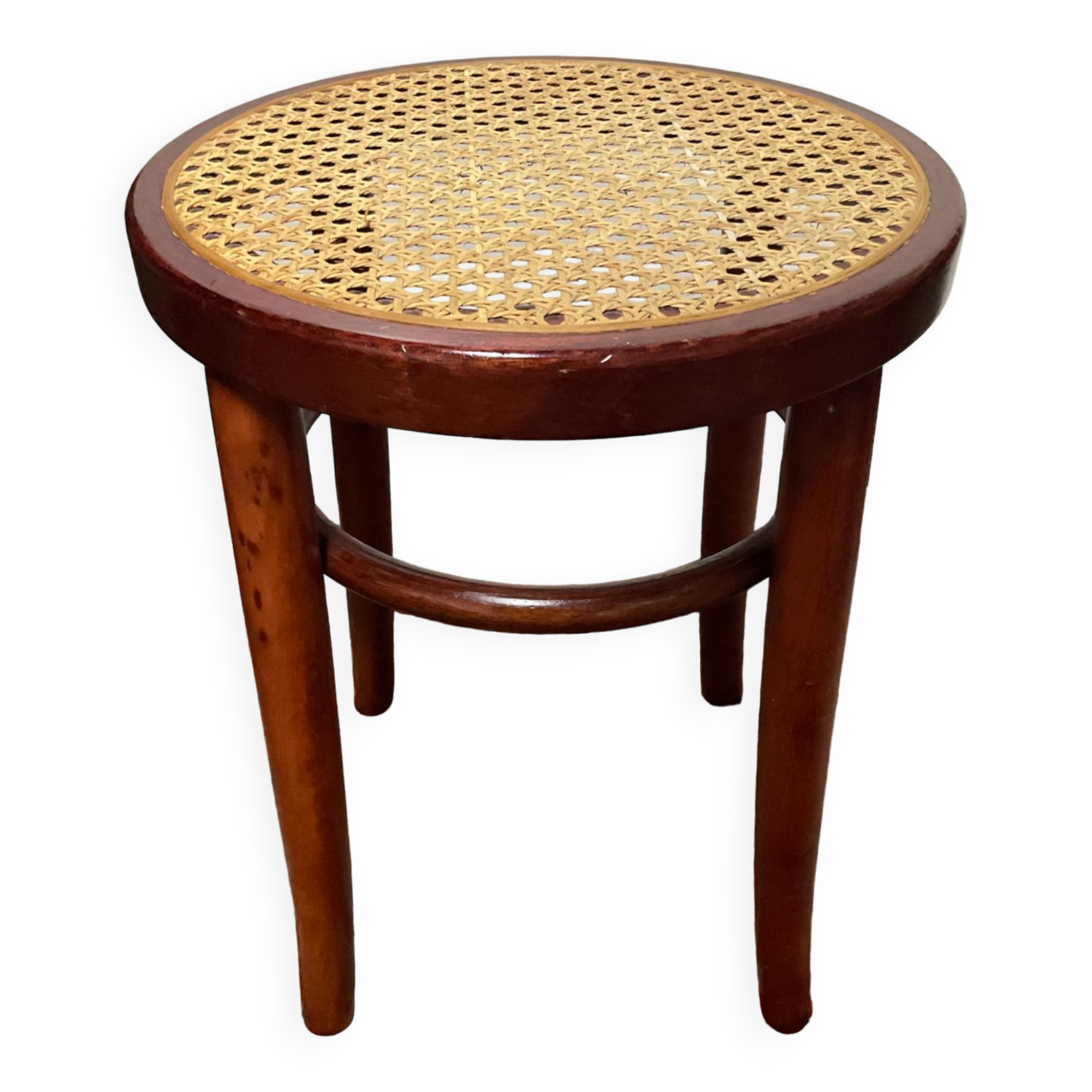 Tabouret bistrot en bois et cannage