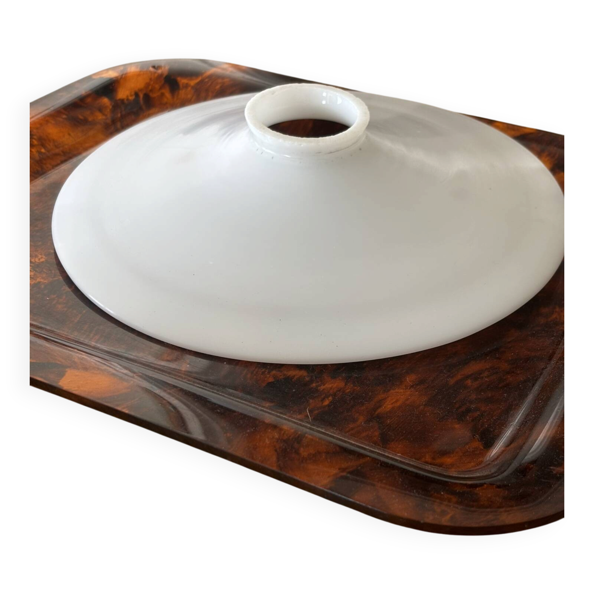 Vintage bel abat jour pour suspension en opaline blanche