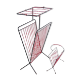 Set of 2 Vintage 1960s Magazine Racks in Wrought Iron and Red Scoubidou