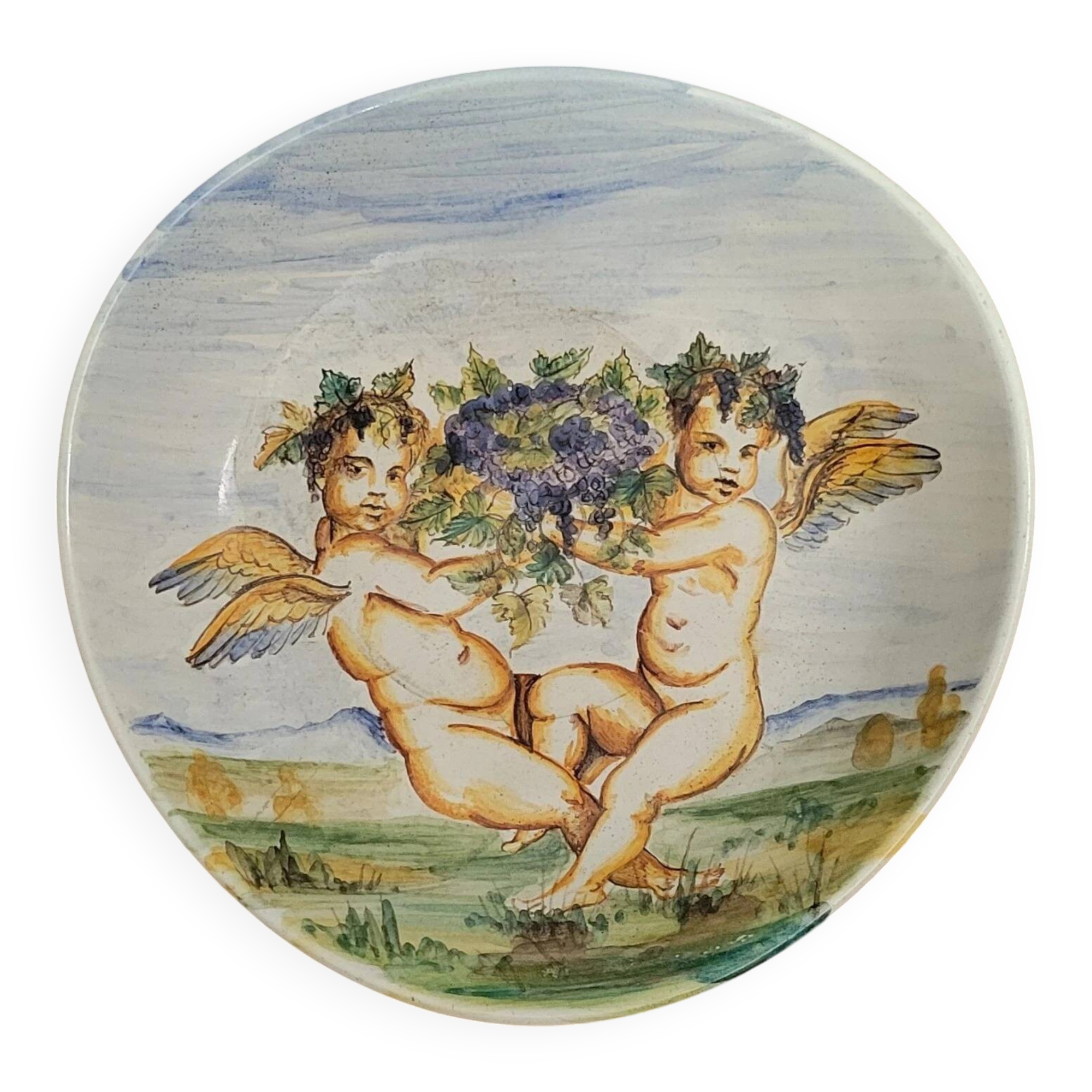 Early 20th century Italian ceramic: empty pocket with cherubs