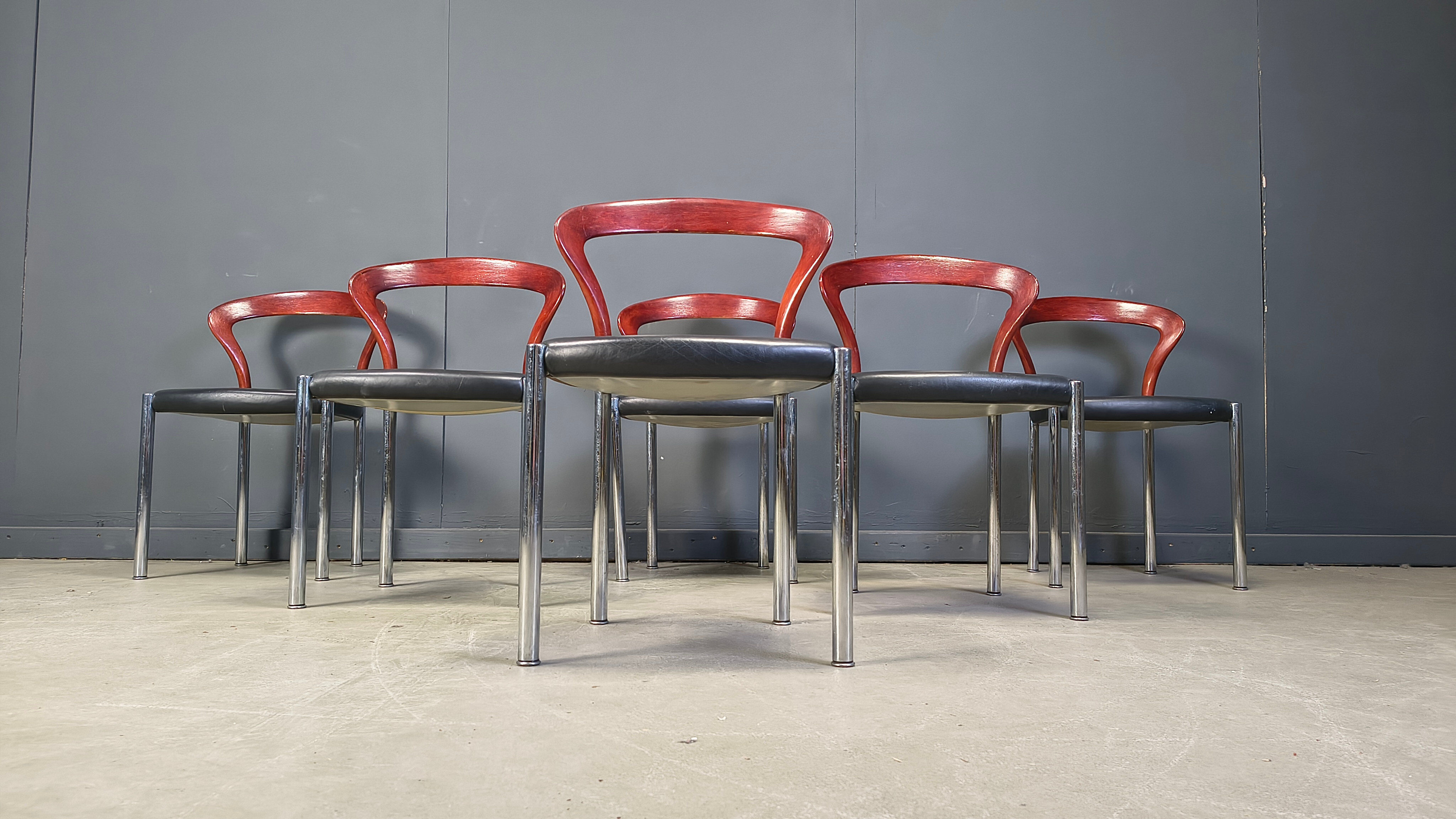 Vintage Lotus chairs by Hartmut Lohmeyer for Kusch & Co., 1970s, set of 6