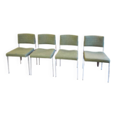 4 chaises Kvadrat kaki et chrome, 1970
