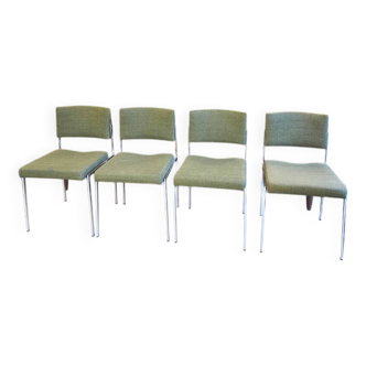 4 Kvadrat khaki and chrome chairs, 1970