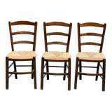 3 chaises bois massif et paillées