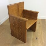 Pair of art deco solid oak chairs