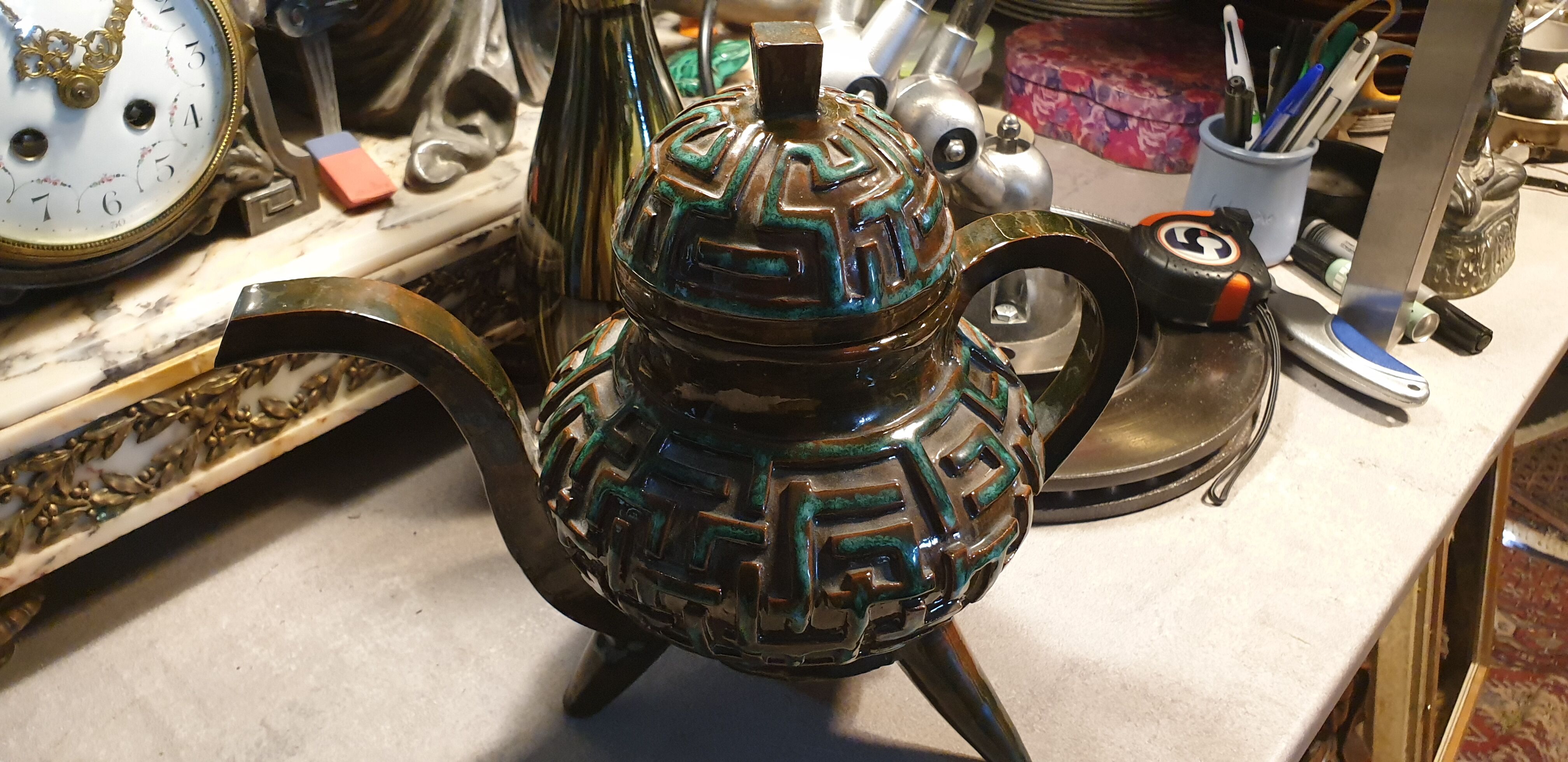 Terracotta teapot signed