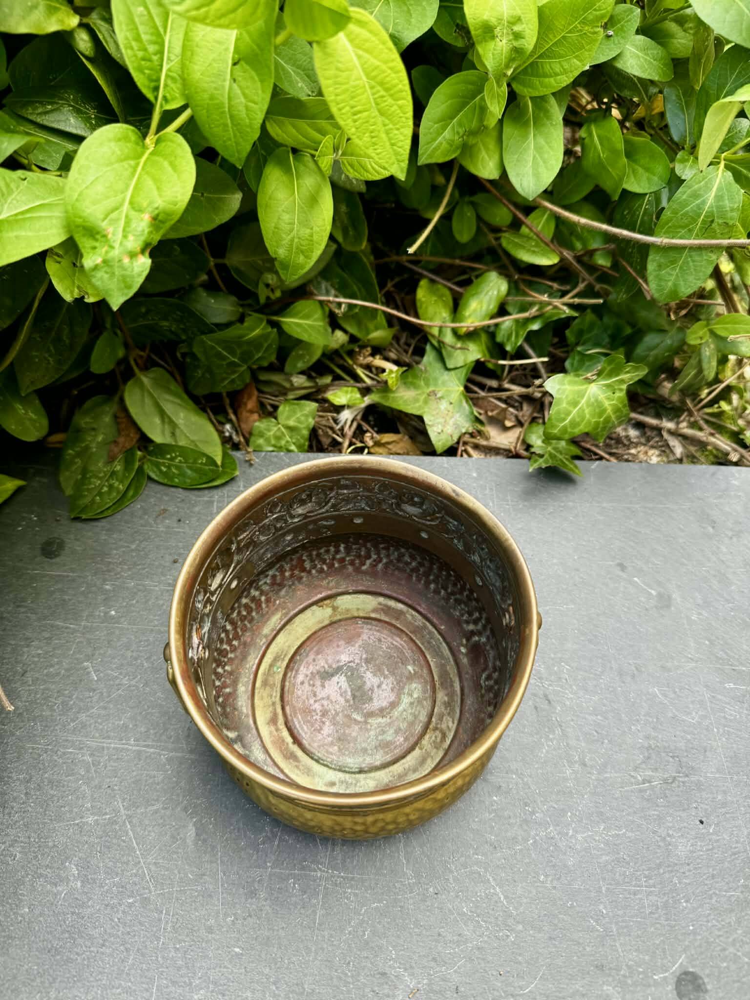 Brass Art Nouveau cache pot