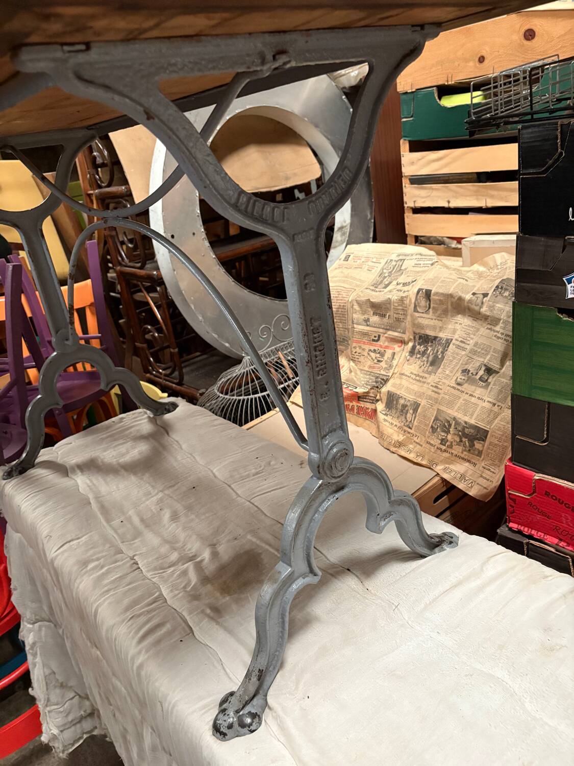 Bistro table stone font worker